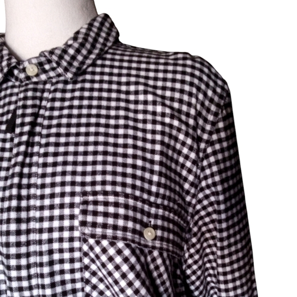J. Crew Black & White Gingham 1/2 Zip 100% Cotton Shacket Pockets Size Large - Picture 6 of 10